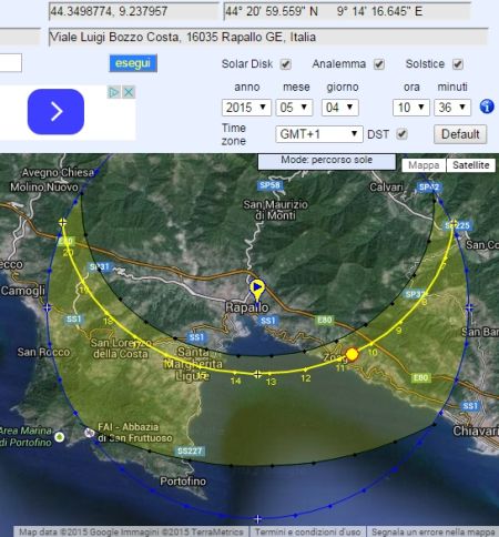 Calcolatore di Soleggiamento: Grafici Traiettorie e Posizioni Sole