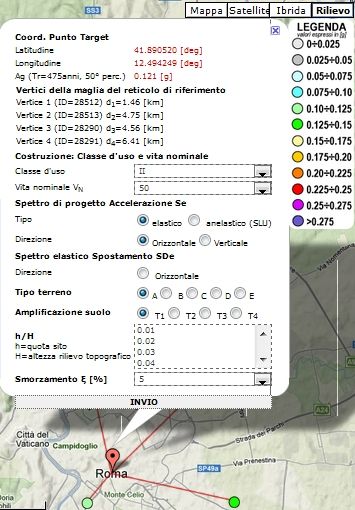 Mappa interattiva con pericolosità Rischio Sismico in Italia