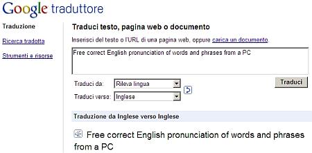 Pronuncia Inglese corretta di Parole e Frasi gratis dal PC