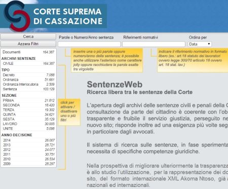 Sentenze Civili e Penali della Cassazione ora consultabili Online