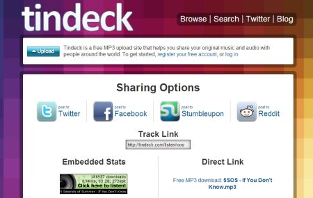 TINDECK: Condividi gratis online Musica, Audio e Podcast MP3